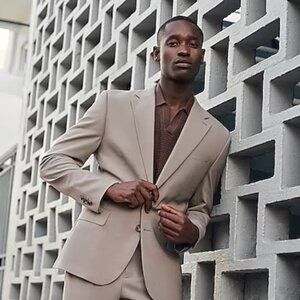 Express Men's Silver Grey Fitted Luxe Blazer/Sport Coat